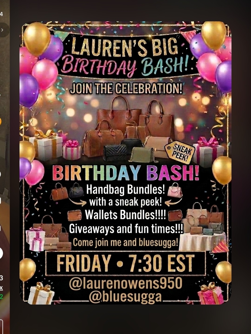 LAUREN'S BIG Birthday Bash! Party Backdrop - Colorful Balloon Design